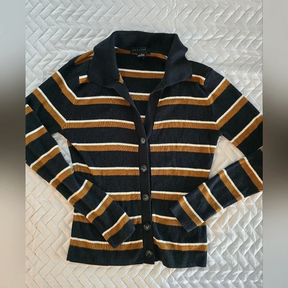 Sanctuary Your Love Striped Button Ribbed Cardigan Sweater Top - Picture 4 of 9